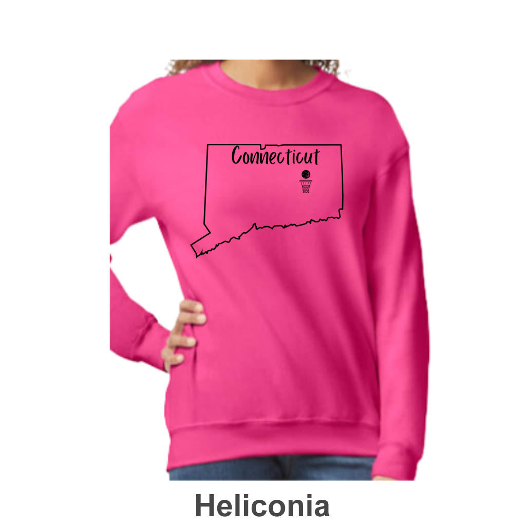 CT Basketball Design on Adult Unisex Crewneck