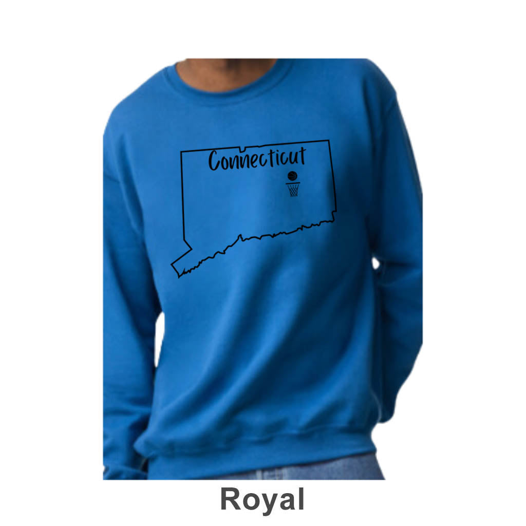 CT Basketball Design on Adult Unisex Crewneck