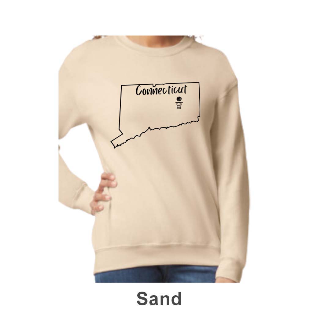CT Basketball Design on Adult Unisex Crewneck