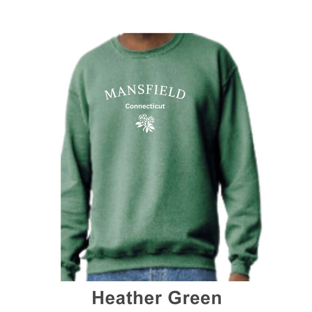 Mansfield CT Mountain Laurel Design on Adult Unisex Crewneck