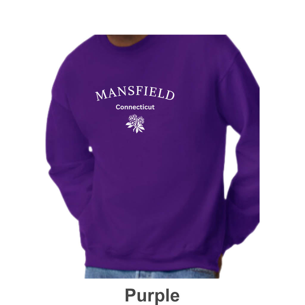 Mansfield CT Mountain Laurel Design on Adult Unisex Crewneck