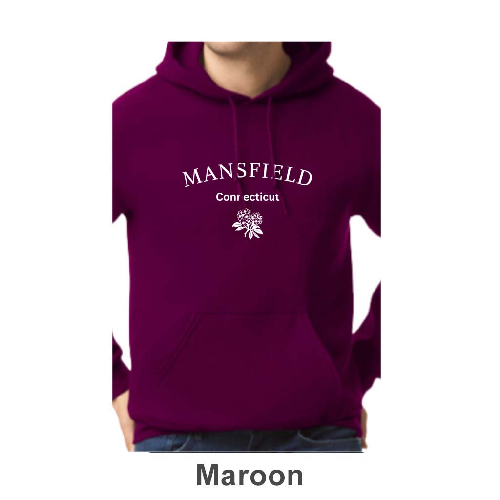 Mansfield CT Mountain Laurel Design on Adult Unisex Hoodie