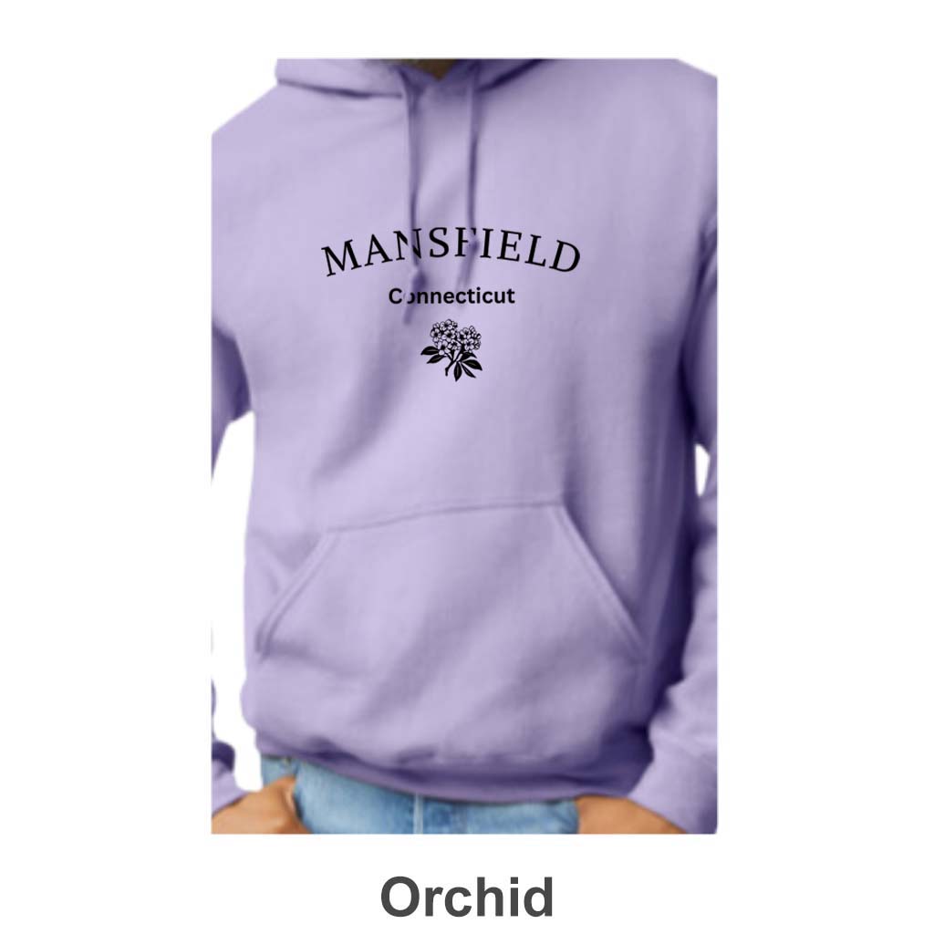 Mansfield CT Mountain Laurel Design on Adult Unisex Hoodie