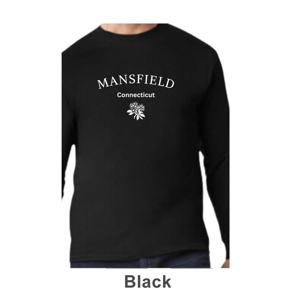 Mansfield CT Mountain Laurel Design on Adult Unisex Long Sleeve Shirt