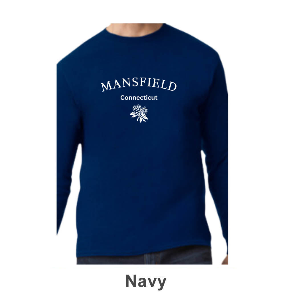 Mansfield CT Mountain Laurel Design on Adult Unisex Long Sleeve Shirt