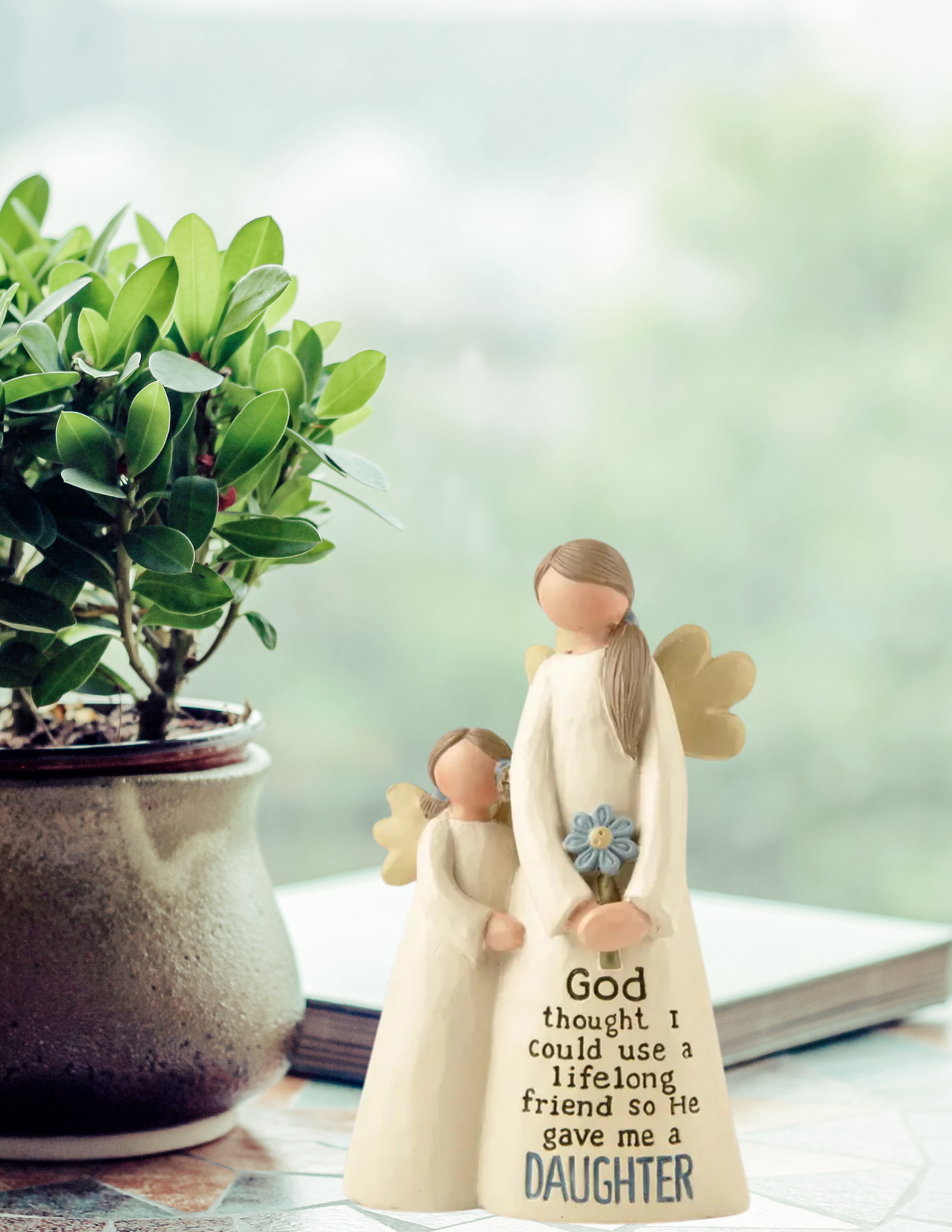Daughter Angel with Child Figurine