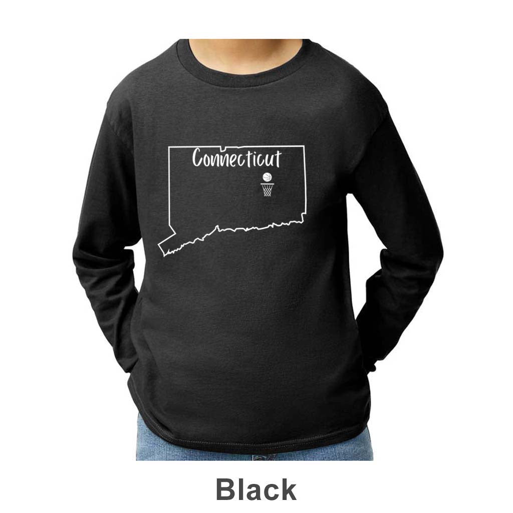 CT Basketball Design on Youth Long Sleeve Shirt