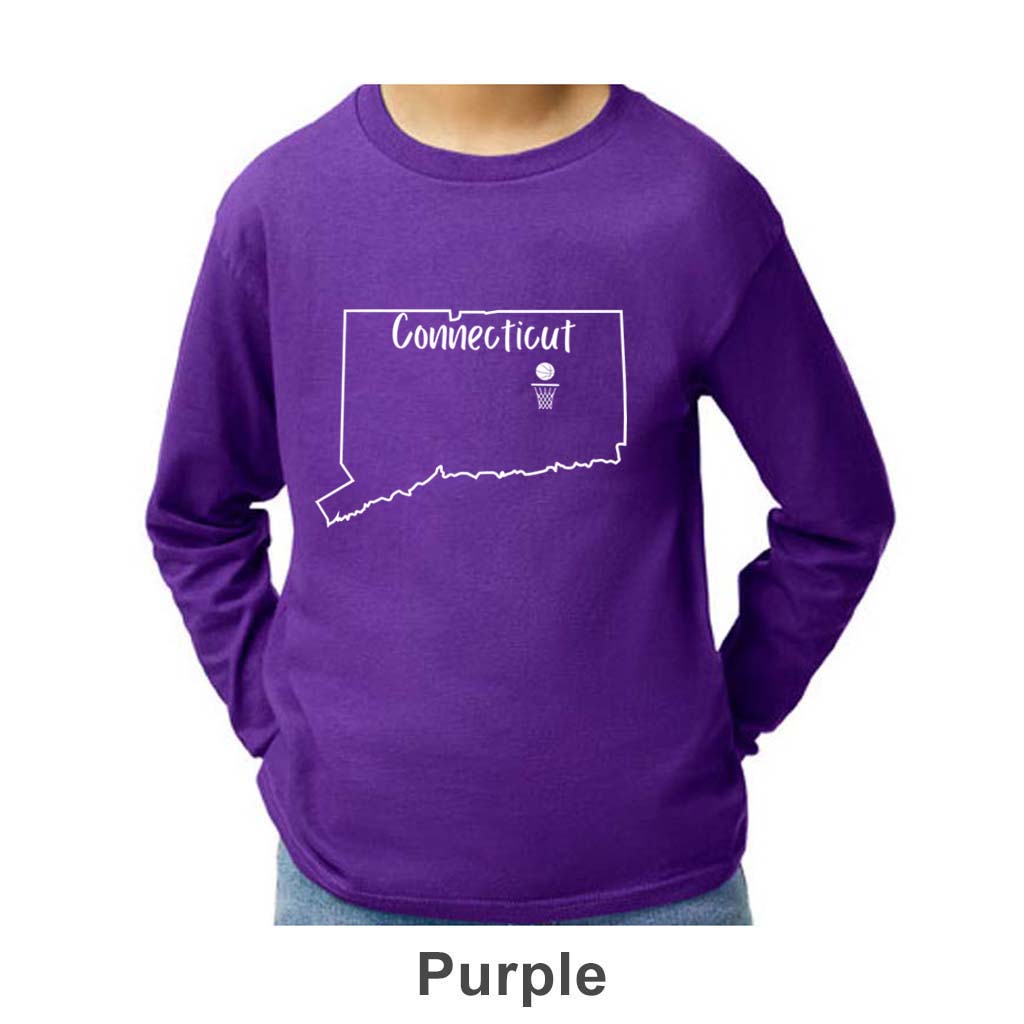 CT Basketball Design on Youth Long Sleeve Shirt
