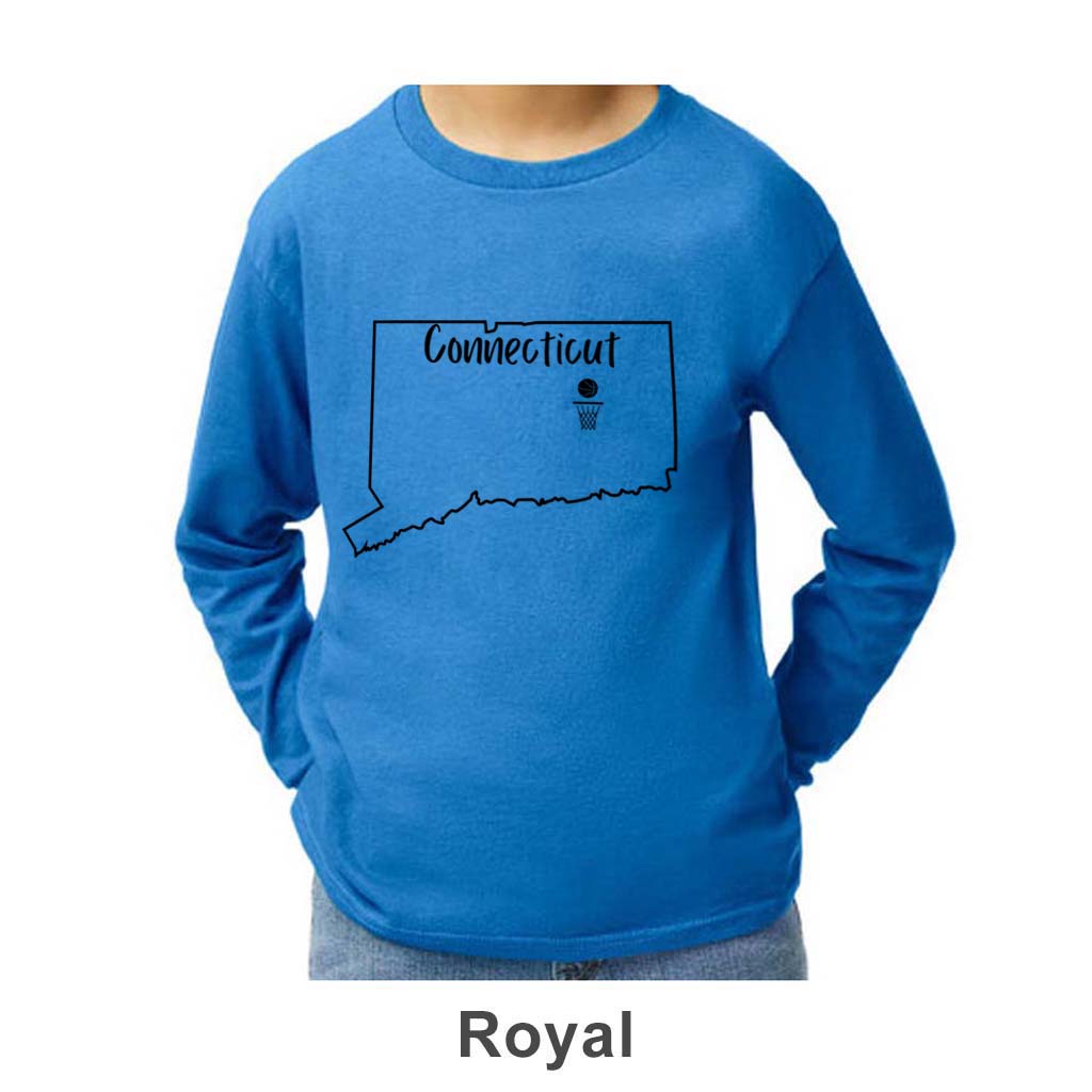 CT Basketball Design on Youth Long Sleeve Shirt