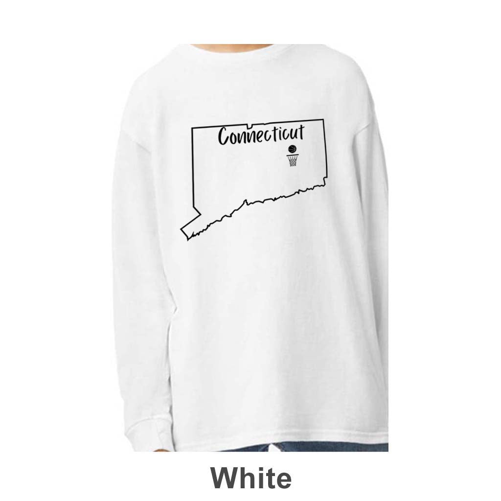 CT Basketball Design on Youth Long Sleeve Shirt