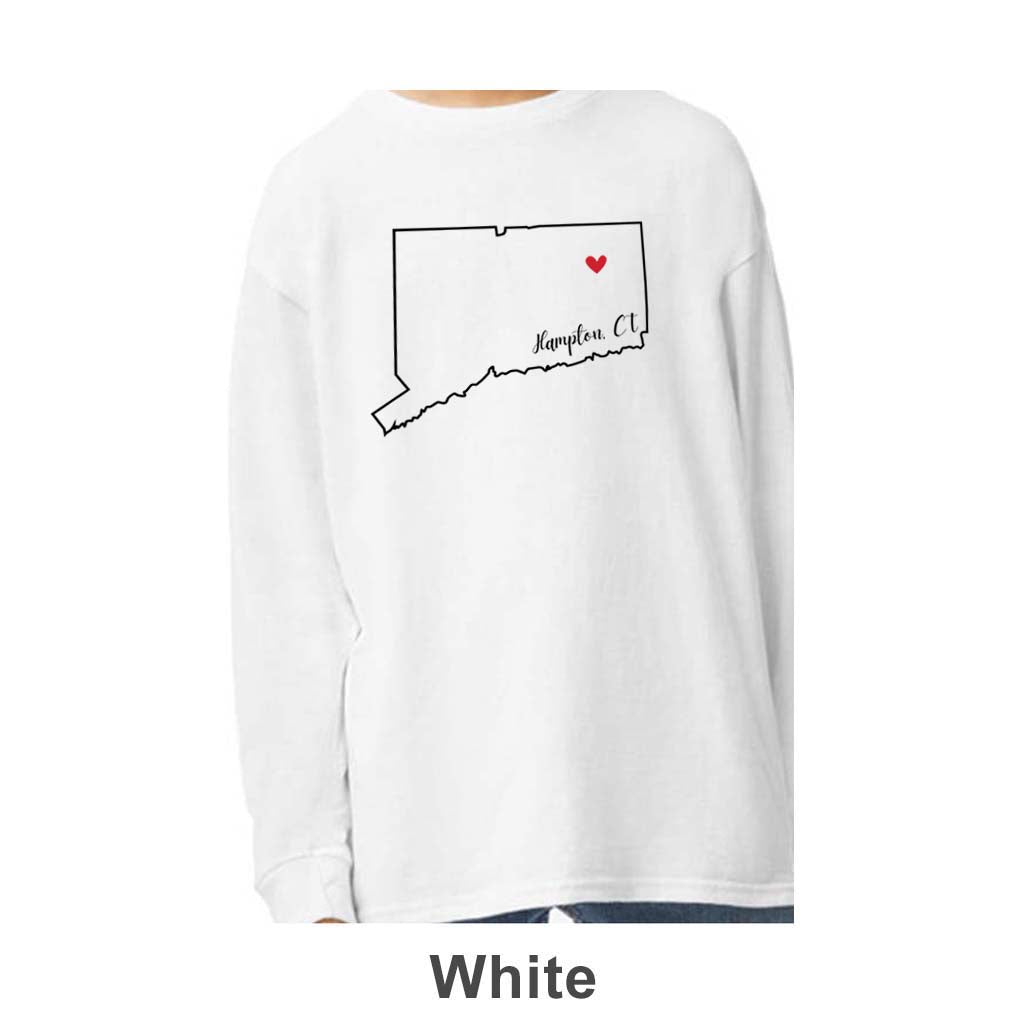 Hampton CT Design on Youth Long Sleeve Shirt