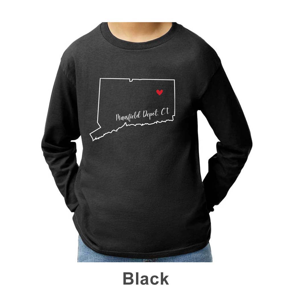Mansfield Depot CT Design on Youth Long Sleeve Shirt