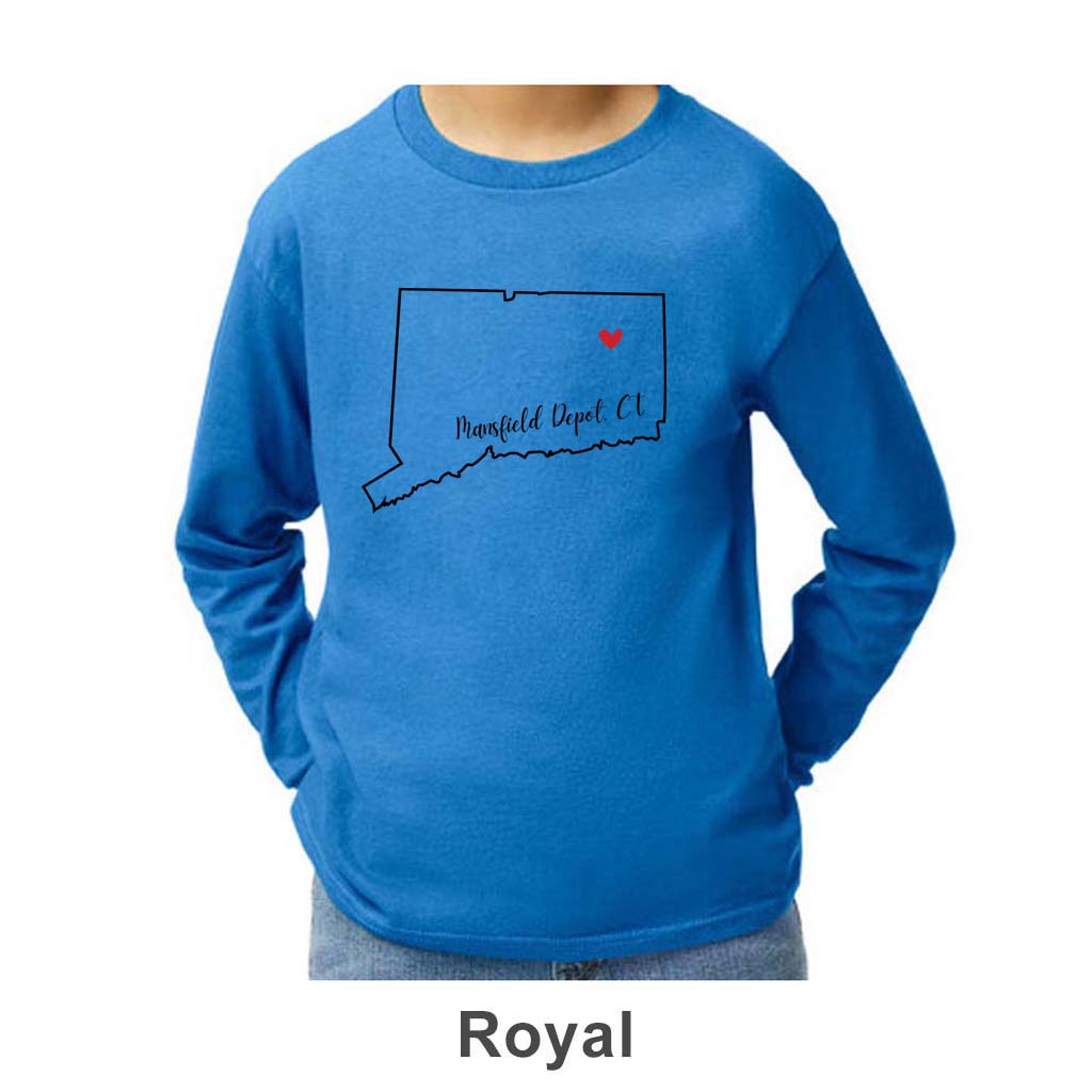 Mansfield Depot CT Design on Youth Long Sleeve Shirt