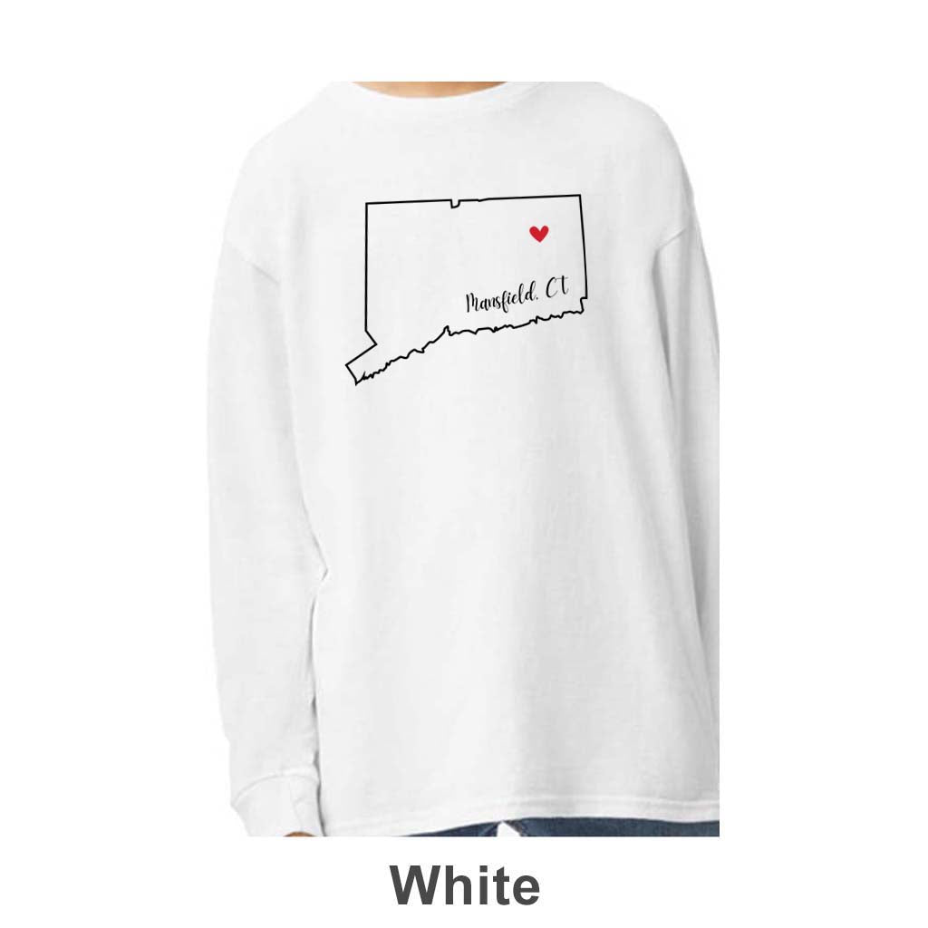 Mansfield CT Design on Youth Long Sleeve Shirt