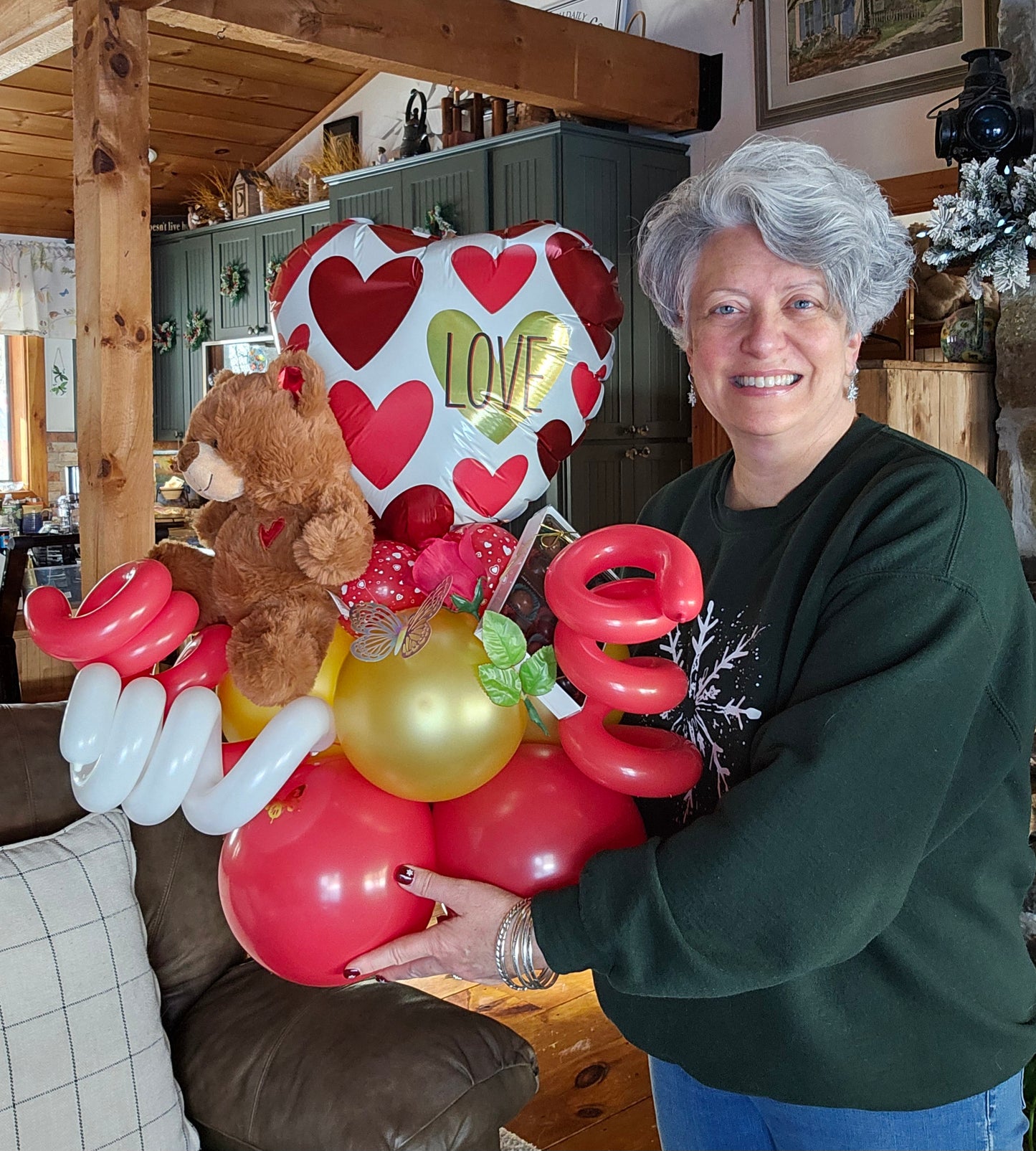 Valentine's Balloon Stack with Gifts