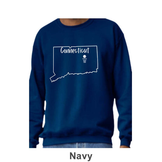 CT Basketball Design on Adult Unisex Crewneck