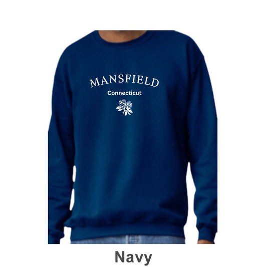 Mansfield CT Mountain Laurel Design on Adult Unisex Crewneck