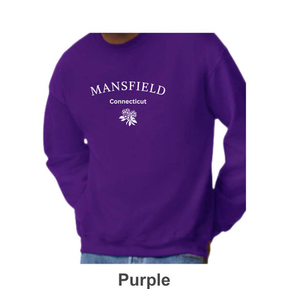 Mansfield CT Mountain Laurel Design on Adult Unisex Crewneck