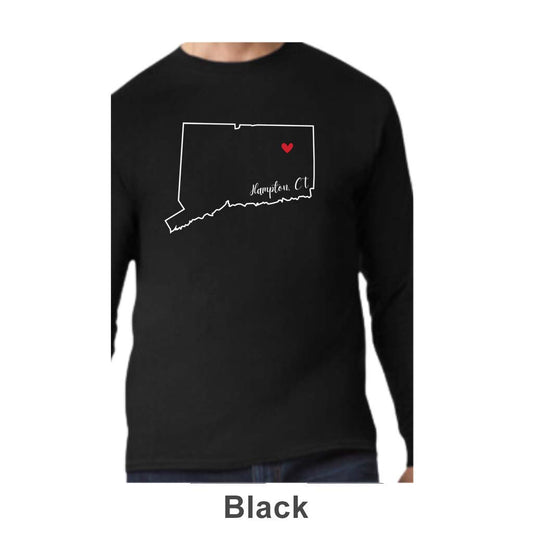 Hampton CT Design on Adult Unisex Long Sleeve Shirt