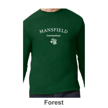 Mansfield CT Mountain Laurel Design on Adult Unisex Long Sleeve Shirt