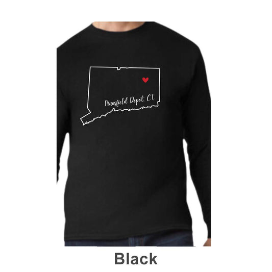 Mansfield Depot CT Design on Adult Unisex Long Sleeve Shirt