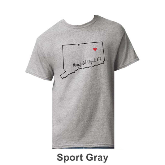 Mansfield Depot CT Design on Adult Unisex T-Shirt