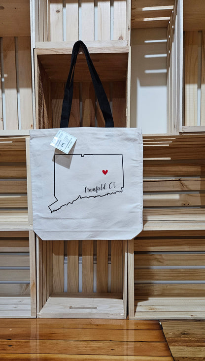 Mansfield CT Design on Canvas Tote Bag
