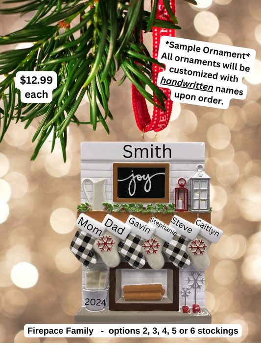 Fireplace Family Personalized Ornament