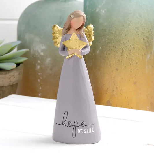 "Hope Be Still" Angel Holding Gold Star Figurine