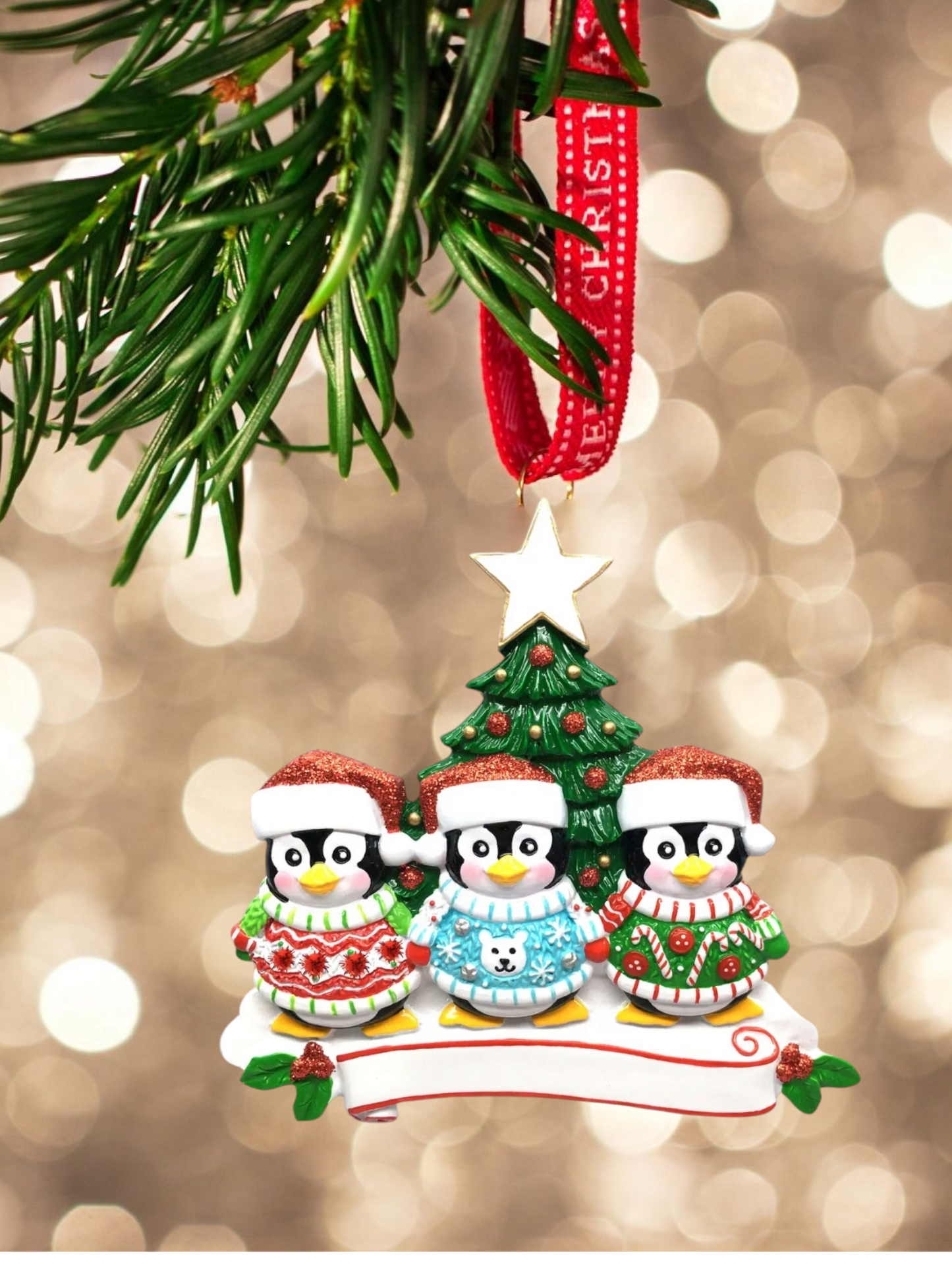 Penguin Family Personalized Ornament