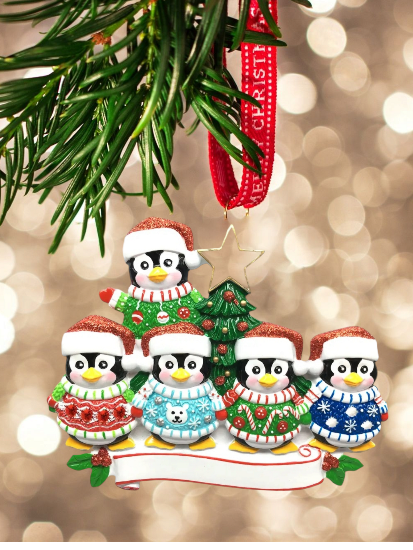 Penguin Family Personalized Ornament