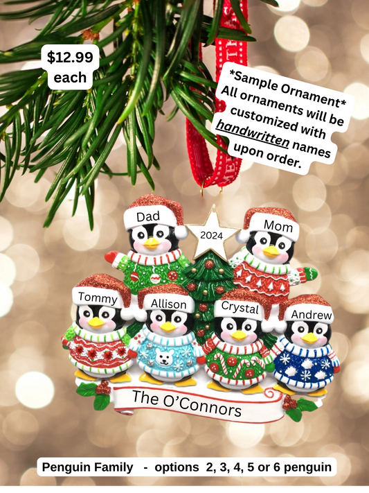 Penguin Family Personalized Ornament