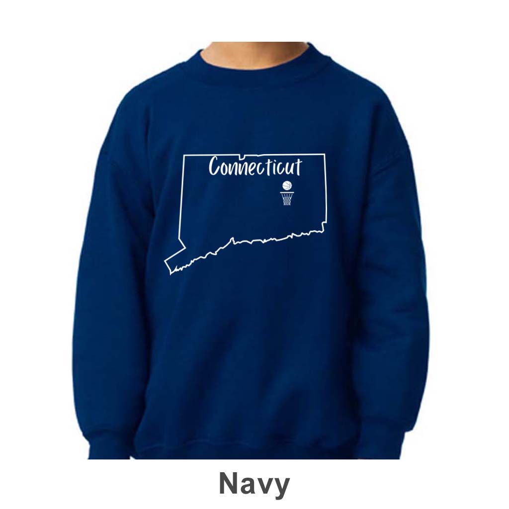 CT Basketball Design on Youth Crewneck