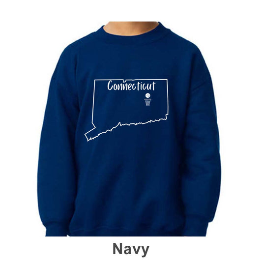CT Basketball Design on Youth Crewneck