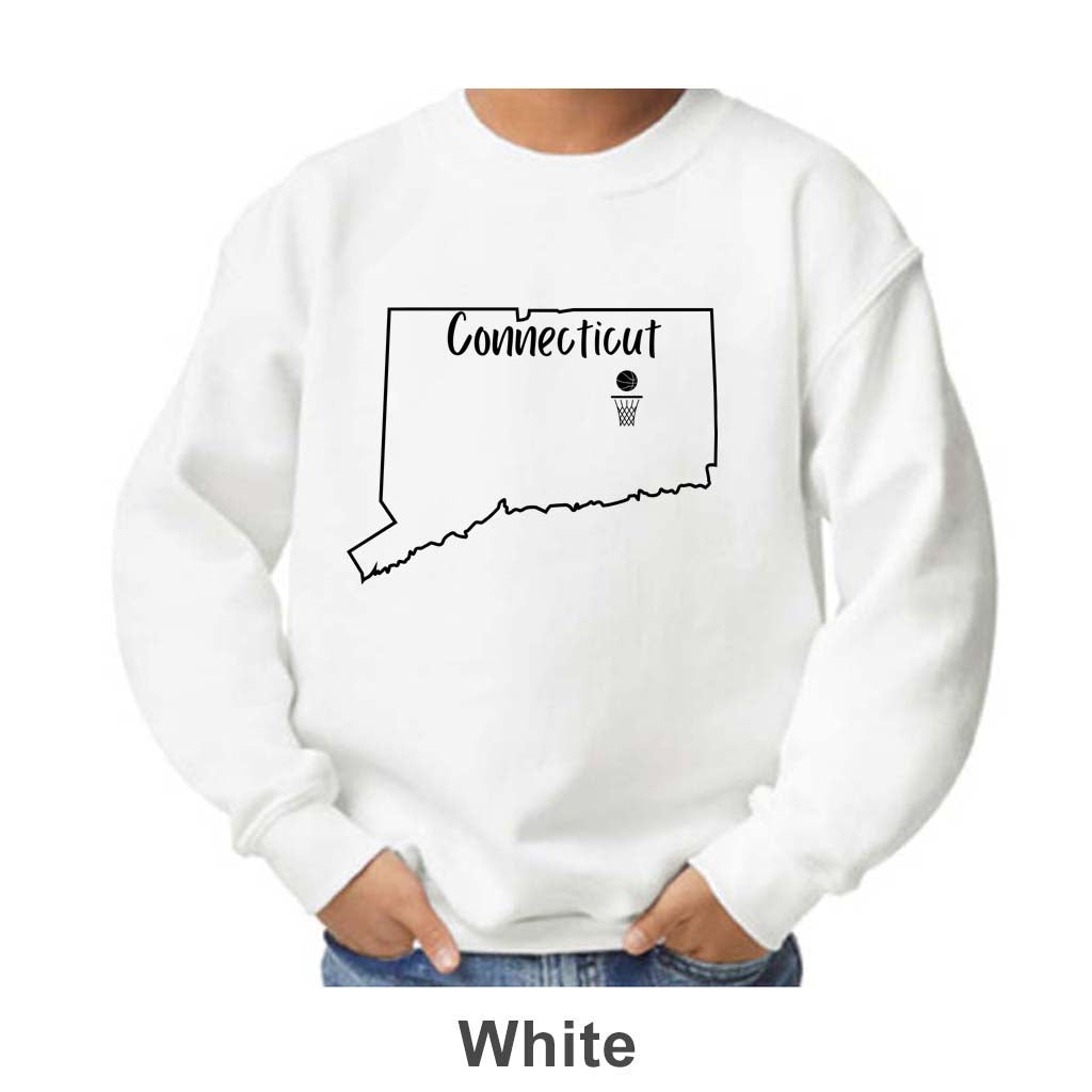 CT Basketball Design on Youth Crewneck