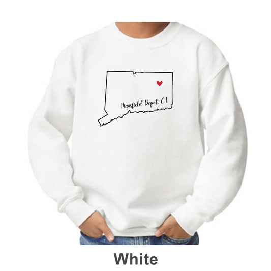 Mansfield Depot CT Design on Youth Crewneck