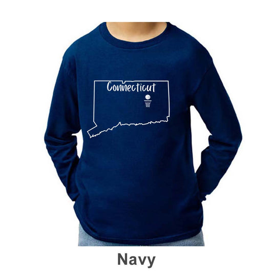 CT Basketball Design on Youth Long Sleeve Shirt
