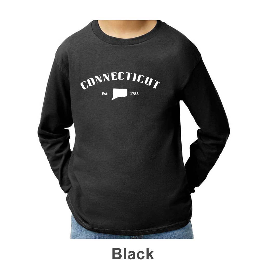 Connecticut Design on Youth Long Sleeve Shirt