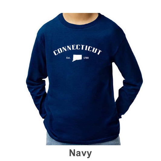 Connecticut Design on Youth Long Sleeve Shirt