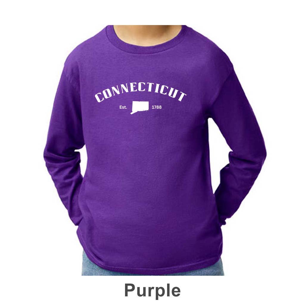 Connecticut Design on Youth Long Sleeve Shirt