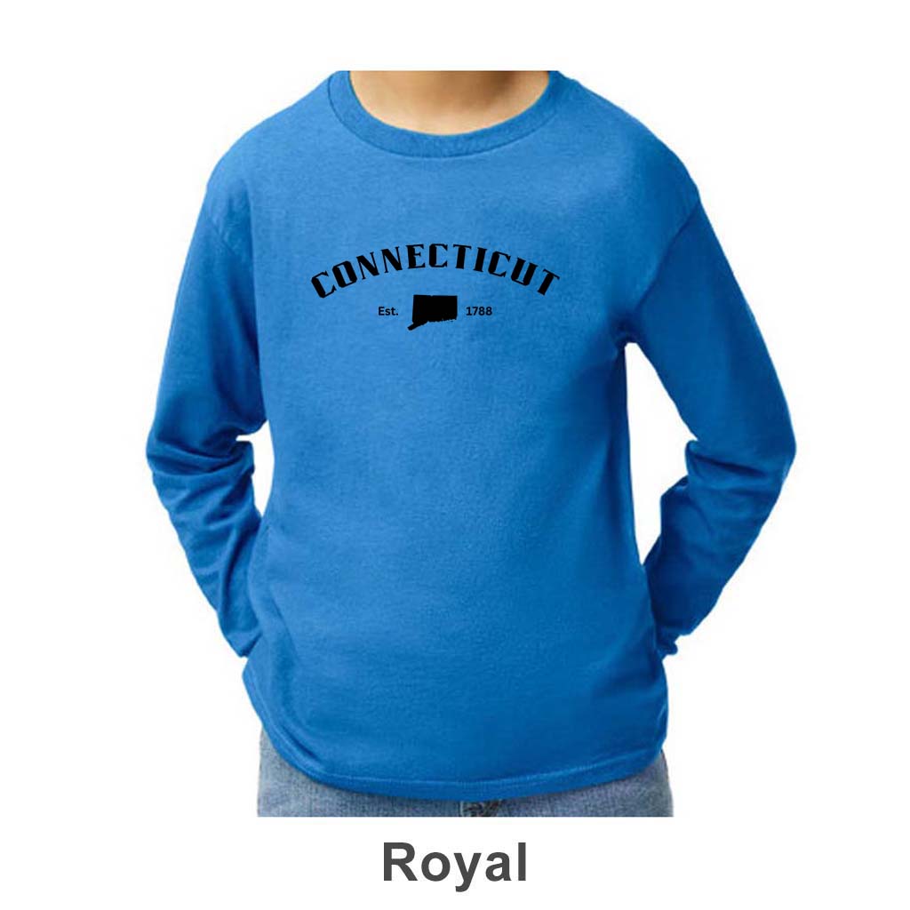 Connecticut Design on Youth Long Sleeve Shirt