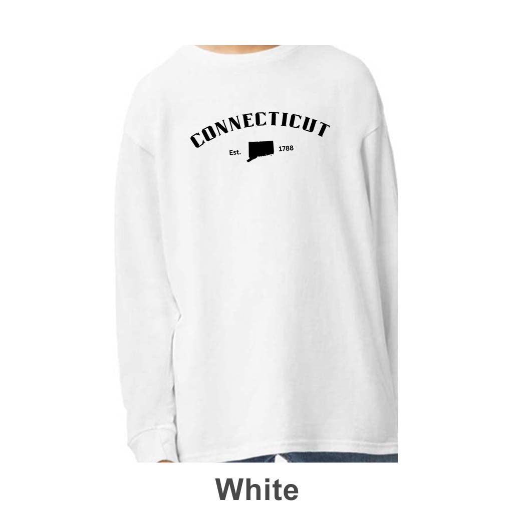 Connecticut Design on Youth Long Sleeve Shirt