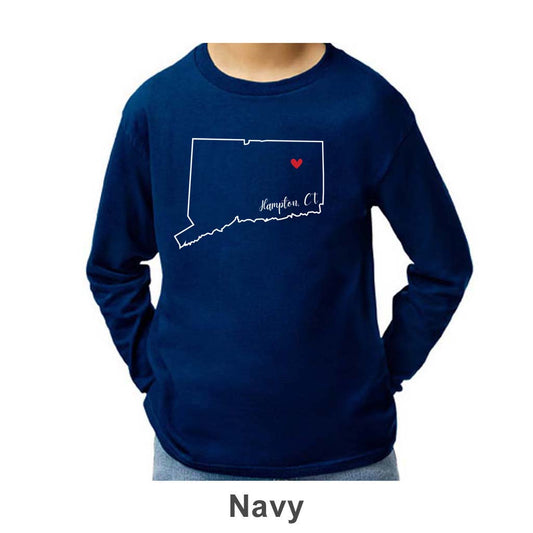 Hampton CT Design on Youth Long Sleeve Shirt