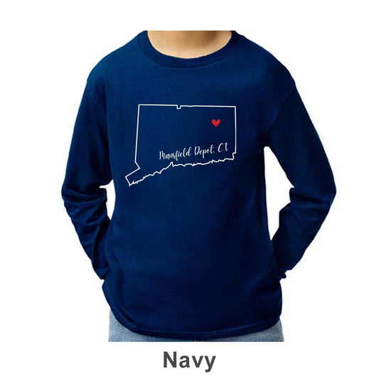 Mansfield Depot CT Design on Youth Long Sleeve Shirt