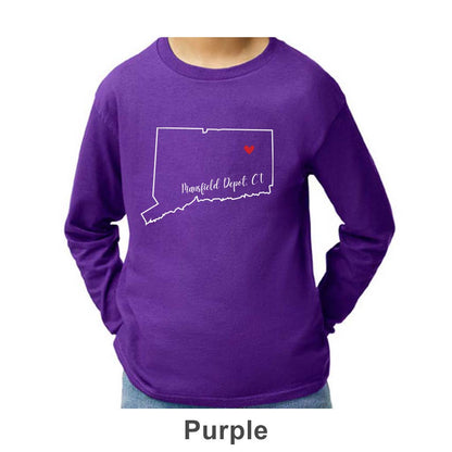 Mansfield Depot CT Design on Youth Long Sleeve Shirt