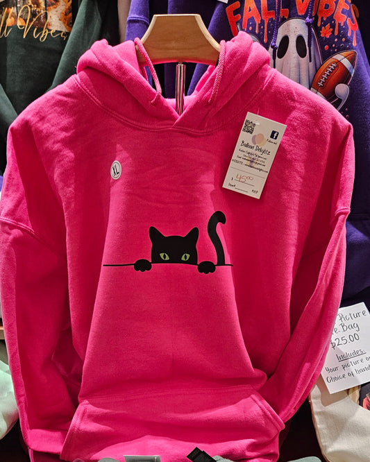 Black Cat Peeking Design Custom Apparel