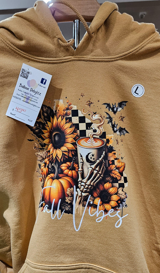 Fall Vibes Skeleton Hand Design Custom Apparel