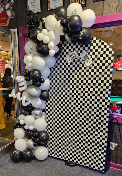 birthday balloon backdrop, birthday party decor