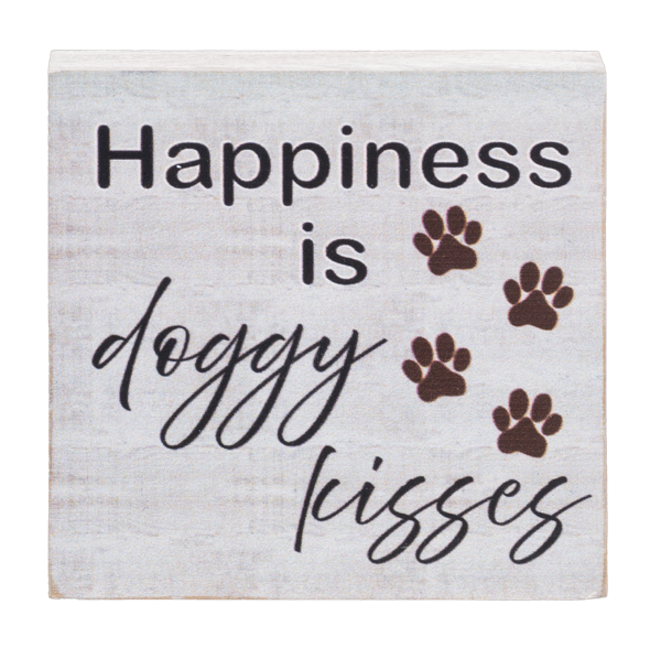 Block Talk Square –  Happiness Is Doggy Kisses