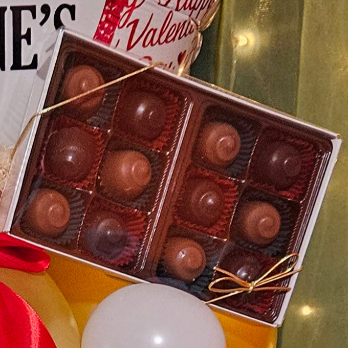 12-count assorted chocolate-covered cherries from a local chocolatier